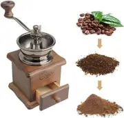 Manual Coffee Grinder Wood Vintage Antique Ceramic Hand Crank Coffee Mill With R