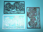 5 SEASON TREES cardstock paper die cut embellishments