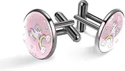 [Generic] Men's Cufflinks, Unicorn on Rainbow Clouds Cuff Links for Men, Classic Cufflinks Black for Suit Shirt Wedding Business Birthday Jewelry Gift