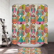 Funny Native American Owls Shower Curtain