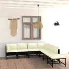 7 Pcs Patio Sofa Set With Cushions Poly Rattan Black Modular Lounge Furniture