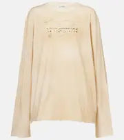 [Acne Studios] Acne Studios Logo distressed cotton jersey T-shirt UK 14 beige
