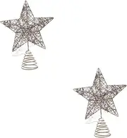 [Alipis] 2pcs Christmas Tree Star Decoration Led Illuminated Star Ornament for Xmas Tree Topper
