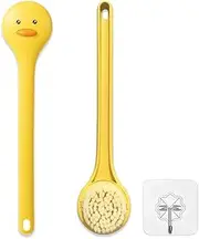 Little Yellow Eagle Bath Brush, Softer bristles, Long Handle, Suitable for Children Aged 3-12, Cleaning Sweat Stains and Beauty Bath, Wet or Dry Brush, Bath Brush (14 inch, Lemon Yellow)