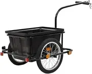 Cycling Trailers 50L Steel Frame Bike Cargo Trailer， Outdoor Recreation Cycling Bicycle Accessories Bicycle Trailers，Easy Assemble ，Black