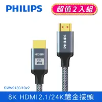 在飛比找momo購物網優惠-【Philips 飛利浦】超值2入組-HDMI 2.1 公對