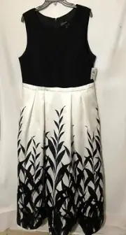 MORGAN & CO ILLUSION MODESTY PANEL SLEEVELESS PLUS SZ (IVY/BLK)-POCKETS- SZ 18W
