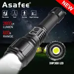 ASAFEE 2600LM 2004A 短 XHP360 LED 超亮戶外野營手電筒伸縮變焦按下開關 5 檔開關, 採用