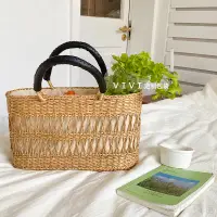 在飛比找蝦皮購物優惠-日本镂空黃草編織包 法式藤編包 手工編織包 夏季镂空手提包 