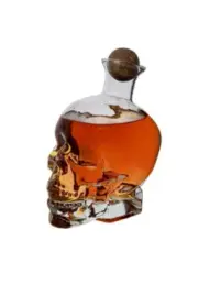 New Halloween clear glass skull whiskey decanter bottle with cork top