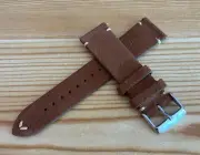 Medium Brown Suede Leather Watch Strap with Quick Release Spring Bar, 2pc Strap