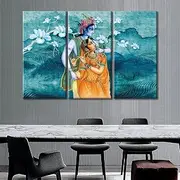 [TUMOVO] Radha Krishna Wall Art Indian Hindu Gods Canvas Art Wall Painting Modern Artwork for Home Walls Canvas Frame Art Prints Rustic Wall Decor Canvas Poster Wall Art for Office, 60x40 Inches