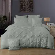 Fabric Fantastic Diamond Pintuck King Size Grey Quilt/doona/duvet Cover Set