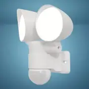 White LED Plug In Dual Head Motion Sensor Outdoor Garage Security Flood Light