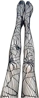 [AYTDNEHGK] Hollow Out Mesh Tight Stockings Fishnet Sexy Pantyhose Skull Spider Web Patterned Stretchy Dark Pantyhose