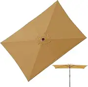 jopiuieo Patio Umbrella Replacement - 6.6x10ft Patio Umbrella Replacement Canopy | Offset Parasol Top Heavy Duty Garden Accessories for Pool, Beach & Table