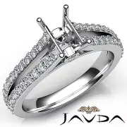 Split Shank Setting Semi Mount Emerald Diamond Engagement Ring Platinum 0.65Ctw