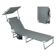 Foldable Lounge Chairs with Canopy Grey