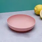 (Deep Round Pink)Dinner Plate Tableware Wheat Straw PP Dinnerware For Dish US
