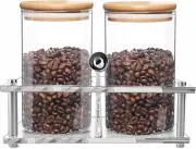 Glass Coffee Containers with Acrylic Shelf, 2Pcs 44Oz Coffee Canister Containers