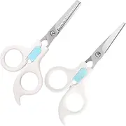 Professional Hairdressing Scissors for Boys and Girls 2pcs Hair Cutting Kit Safe Hair Scissors Teeth Hair Styling Tools White