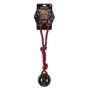 Paws & Claws 50cm TPR 4-Way Tyre Knotted Rope Tugger Pet Chew/Dog Toy Black/Red