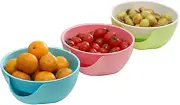 KICHOUSE Lazy Fruit Plate Snack Bowl Double Dish for Nuts Olives Candies Random Color