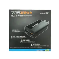 在飛比找momo購物網優惠-【Kworld 廣寰】高速智慧兩孔2A旅充電器 QC3.0 