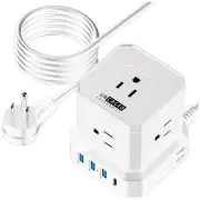 Uncaged Ergonomics Cube 5-Outlet 4-USB Port Surge Protector 10' White (PC-w-c)