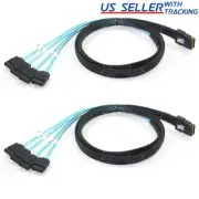 2x Mini SAS to 4 SATA SFF-8087 Multi-Lane Forward Breakout Splitter Cable 3 Feet