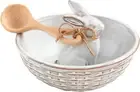 Bunny Bowl Tidbit, 5.75" Dia X 4" Spoon: 3.5", WHITE