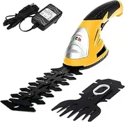 2 in 1 Cordless Hedge Trimmer, Electric Scissors Garden Shears with 2 Blades, Rechargeable Battery & Rotatable Handle, Grass Trimmer for Gardening, Cutting, Trimming, Shearing, Pruning