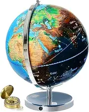 World Globe with Illuminated Constellations - 32 cm Light Up Globe For Kids & Adults - Interactive Earth Globe Makes Great Educational Toys, Office Supplies, Teacher Desk Décor, More by Get Life Basics