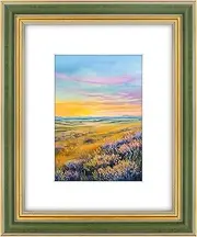 Space Art Deco, 8x10 Ornate Picture Frame for 5x7 Photo with White Mat, High Definition Real Glass for Wall Mounting And Table Top(Green Gold, 1 Pack)