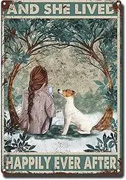 Retro Tin Sign Jack Russell And She Lived Happily Ever After Home Yard Garden Door Metal Signs-8x12inch-Tin Sign