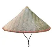 Bamboo Hat Man Asian Sunshine Blocking Caps Rain Hats