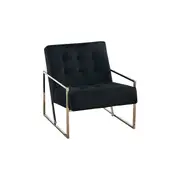 Arm Chair Black Velvet Upholstery Wooden Frame High Density Foam Silver Metal Base
