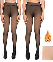 [Yummy Tone] Women's Winter Warm Fleece Lined Tights for Black and Brown Women For Winter