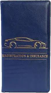 [Generic] Car Document Wallet, License Wallet, PU Leather Car Registration Wallet | Car Interior Accessories Document Holder for Documents, Cards,, dark blue, Se référer au descriptif, Refer to description