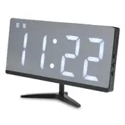 LED Mirror Digital Alarm Clock Multifunction Snooze Display Time with Bracket