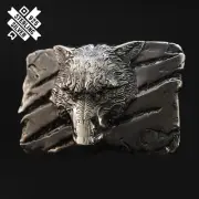 925 Sterling Silver belt buckle Fenrir Wolf, Old Norse Scandinavian Viking wolf