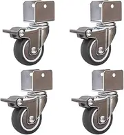 Set of 4 - Castor Wheels U Bracket Universal Swivel Furniture 2 Inch 50mm 180KG Silent Rubber Crib with Brake Quiet Rolling for Baby Cot Baby's Bed 16mm 18mm 20mm 25mm Slot (Color : 4 Brakes, Size :