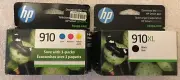 4 GENUINE (1) HP 910XL BLACK & (3) HP 910 COLOR INK CARTRIDGES- B,C,M,Y 1/2024