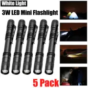 5PCS Mini LED Flashlight Penlight Pen Torch Lamp Clip Light 500 Lumens Portable