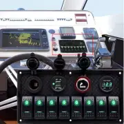8 Gang Car Marine Boat Green LED Circuit Rocker Switch Control Pannel Breaker (for: Mitsubishi)