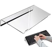 Clear Acrylic Tilted Computer Keyboard Holder for Easy Ergonomic Typing, Keyboard Stand with Anti Slip Silicone Strip, 17x5.7in Keyboard Riser for Office Desk, Home, School