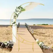 7.51ft Crescent Moon Wedding Arch Frame Gold Metal Arch Backdrop Stand(B218)