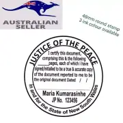 JP JUSTICE OF THE PEACE NSW Custom Flash Stamp Self Inking Refillable 48mm Large