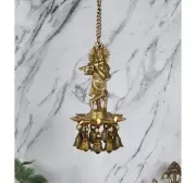 Krishna Design Brass Hanging Diya, Brass Diyas for Decoration, Diwali Diyas