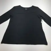 Amazon Essentials T-Shirt Womens XL Long Sleeve V-Neck Black Slim Fit NEW